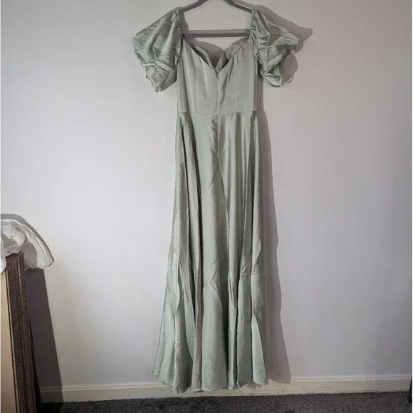AW. Bridal Sage Green Dey Maxi Bridesmaid Dress Size 4 - Picture 7 of 11